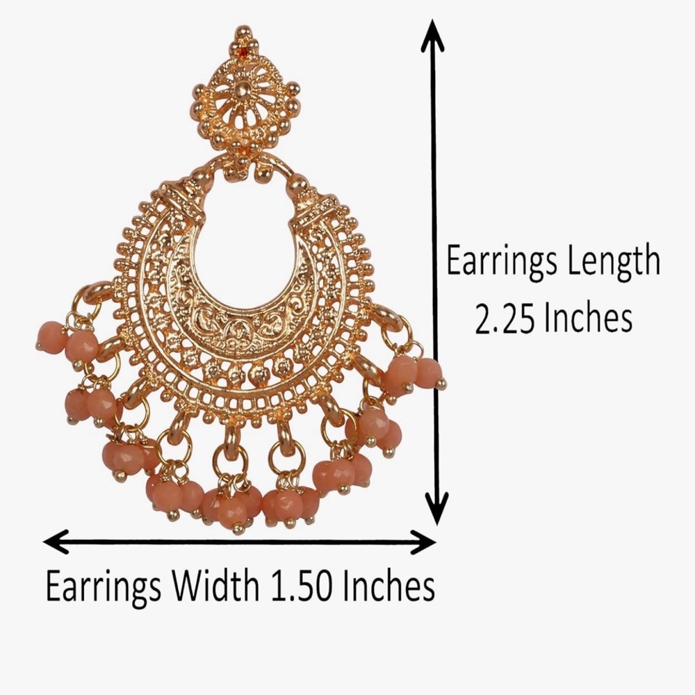 Bollywood Inspired Touchstone Statement Gold Plated Chandelier Earrings - Picture 5 of 6